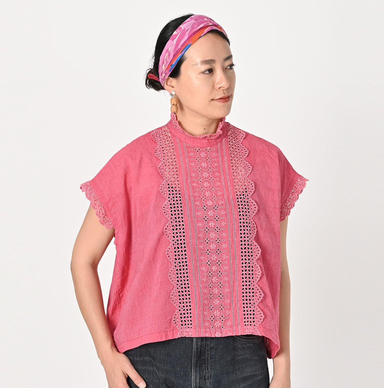 Feather Khadi Cutwork Frilled M-shirt