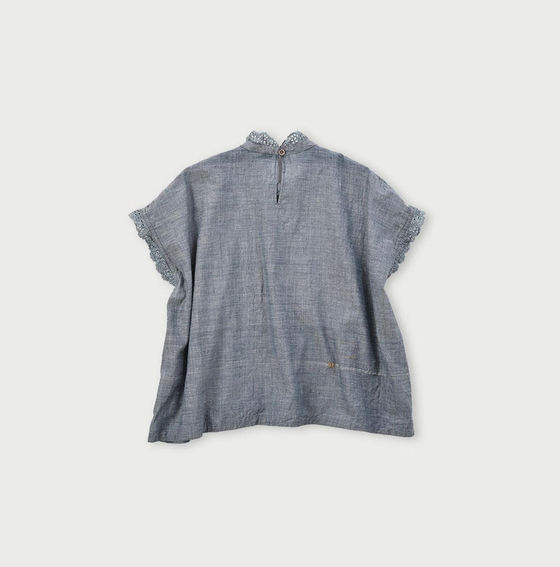 Ai Indigo Khadi Cutwork Frilled M-shirt - Image 5