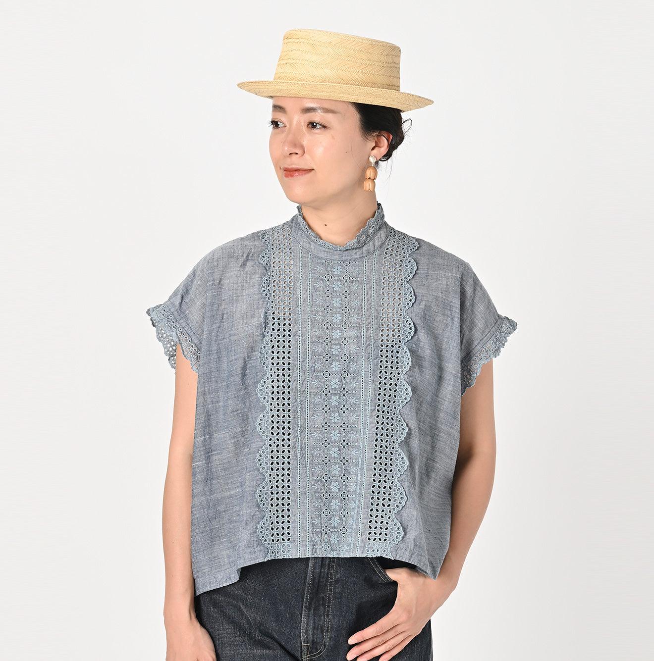 Ai Indigo Khadi Cutwork Frilled M-shirt - 45R by 45rpm studio - Image 2