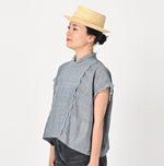 Ai Indigo Khadi Cutwork Frilled M-shirt - 45R by 45rpm studio