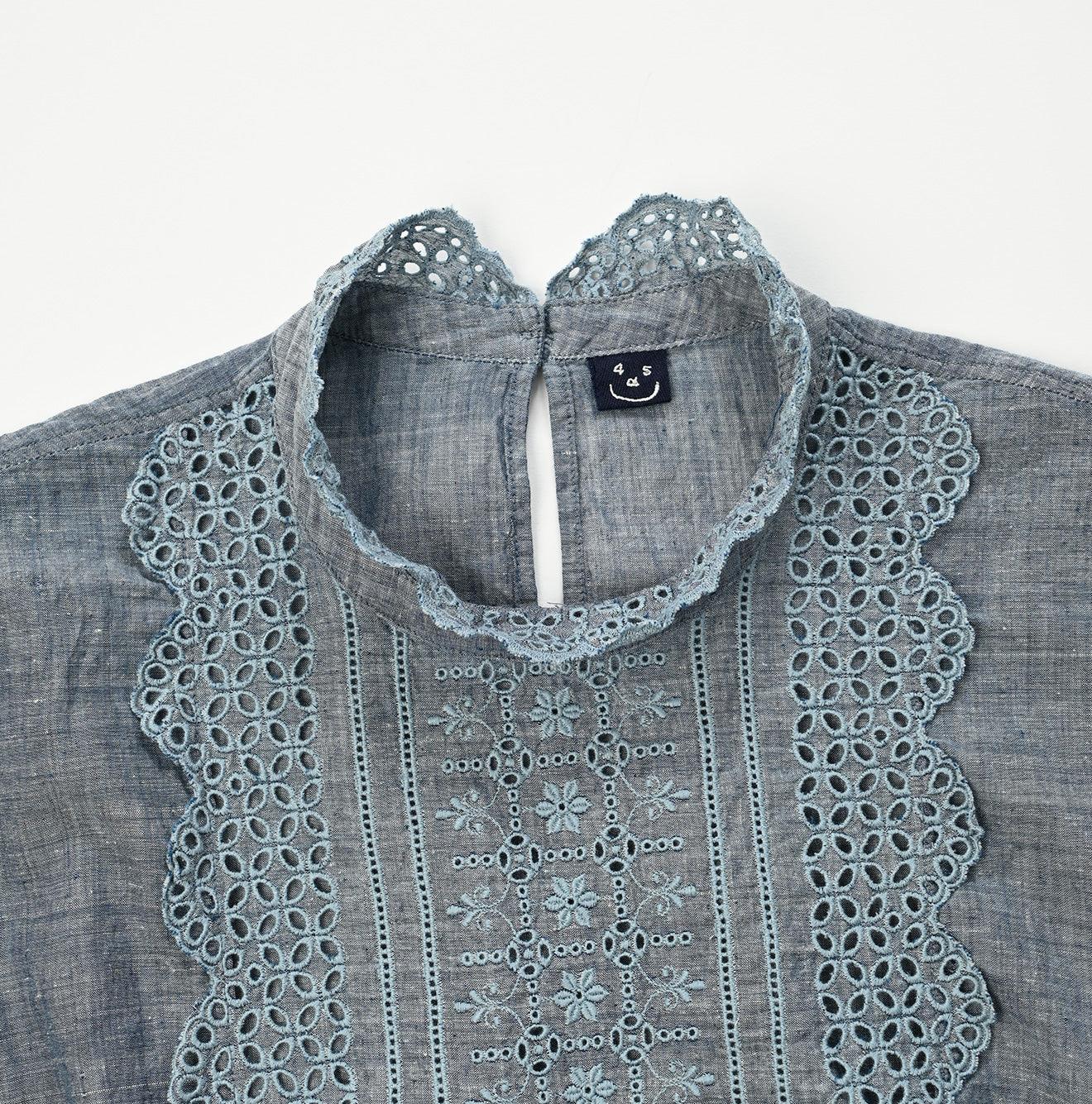 Ai Indigo Khadi Cutwork Frilled M-shirt - 45R by 45rpm studio - Image 6