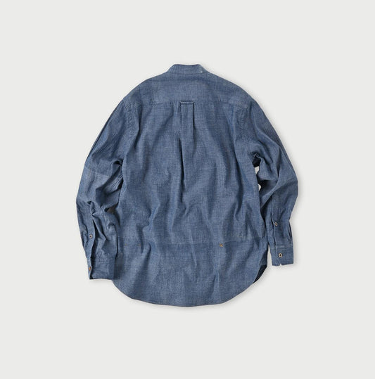 Ai Indigo Khadi Oxford 908 Loafer Stand Collar Shirt - 45R by 45rpm studio