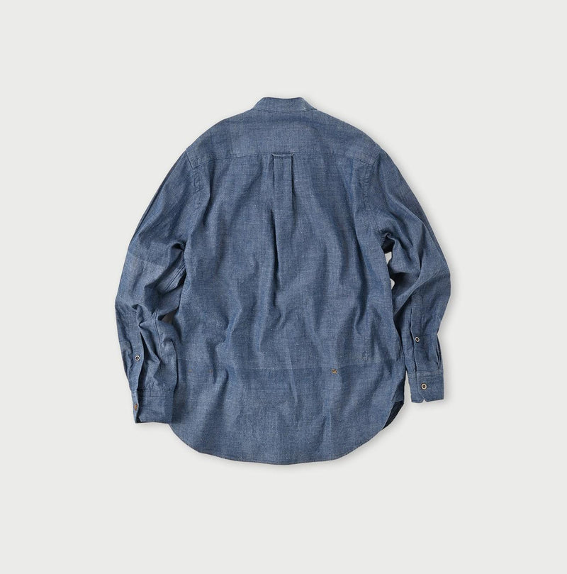 Ai Indigo Khadi Oxford 908 Loafer Stand Collar Shirt - 45R by 45rpm studio - Image 2