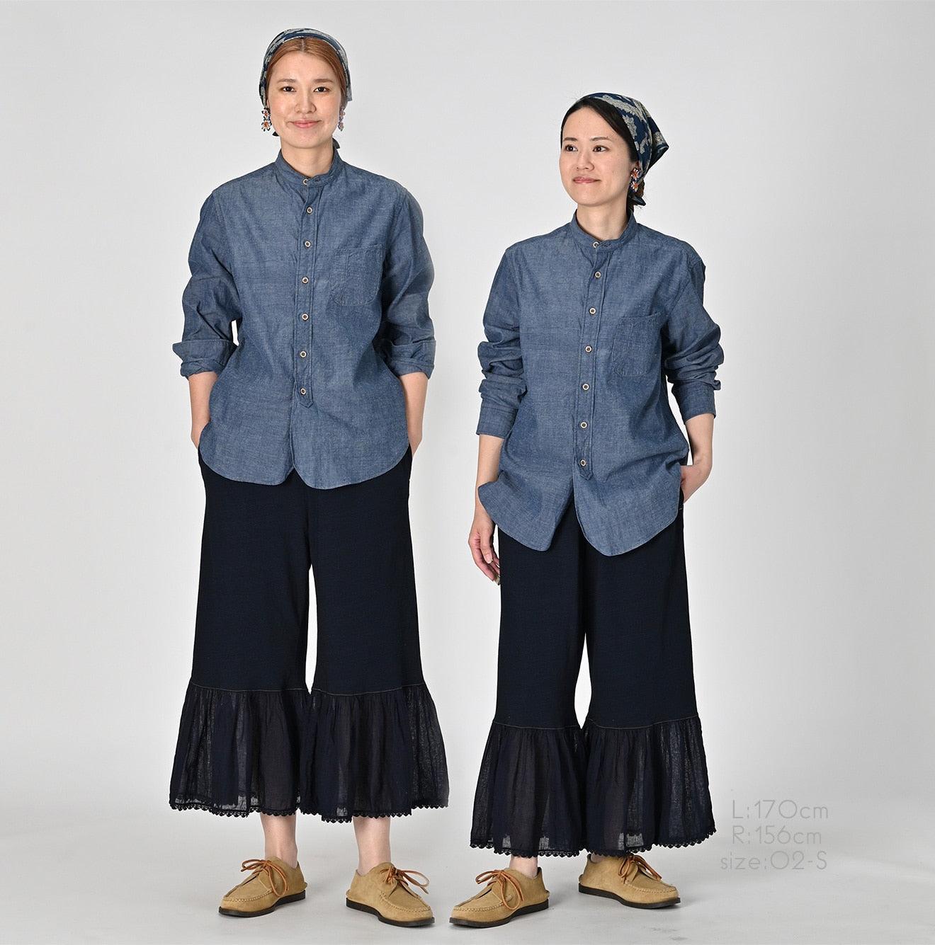 Ai Indigo Khadi Oxford 908 Loafer Stand Collar Shirt - 45R by 45rpm studio