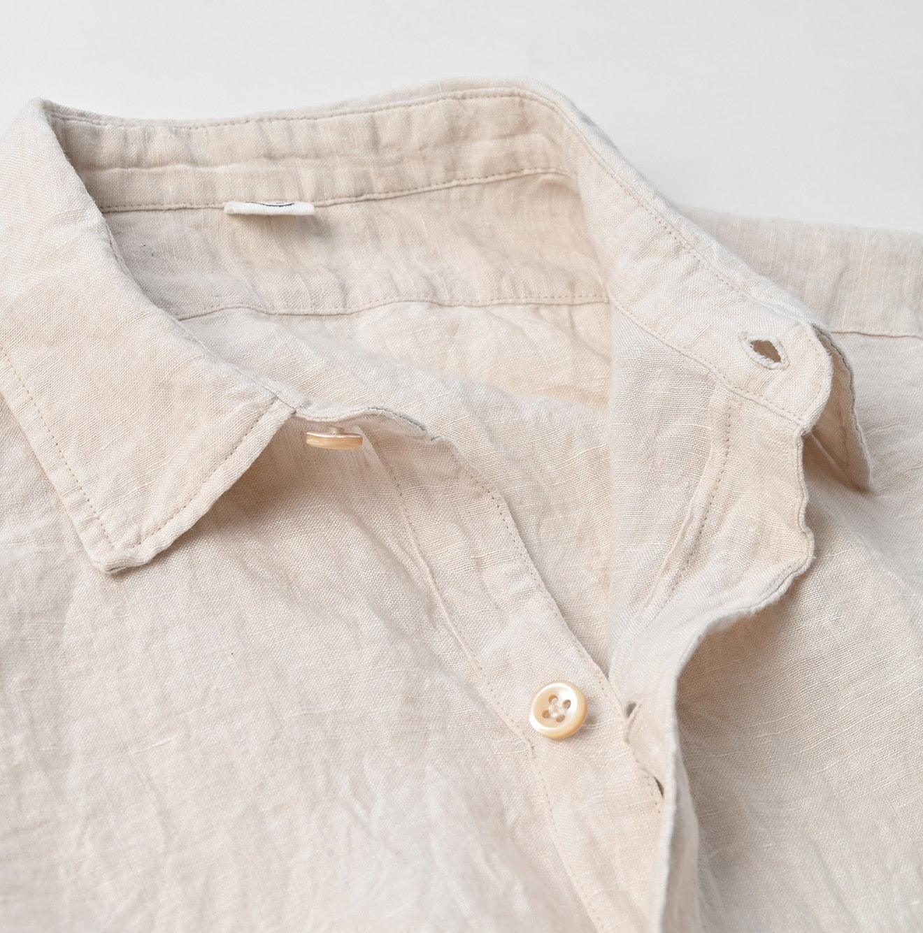 Linen Chambray 908 Grandpa Pullover Shirt – 45R GLOBAL