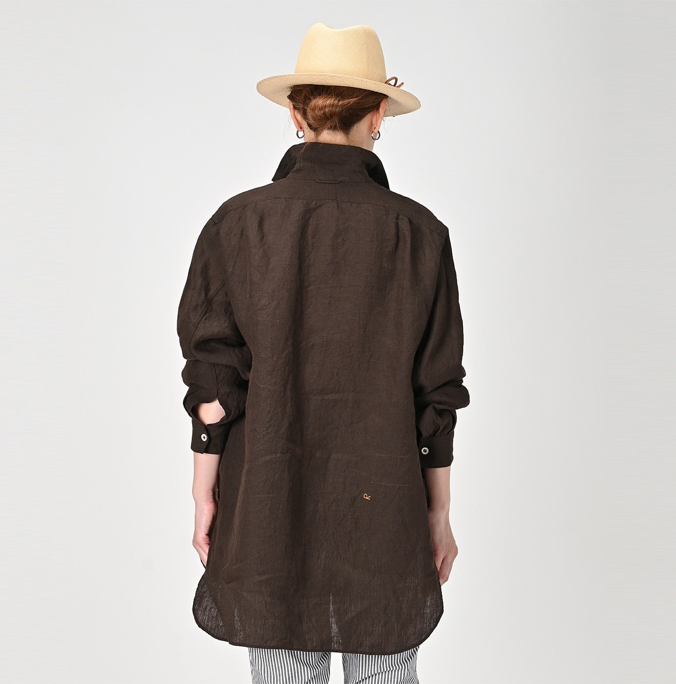 Linen Chambray 908 Grandpa Pullover Shirt