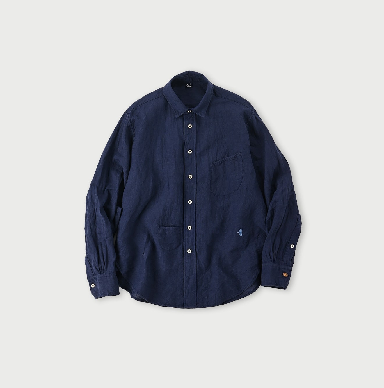 Linen Chambray 908 Petit Collar Ocean Shirt