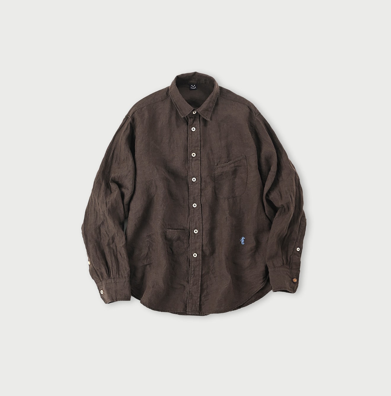 Linen Chambray 908 Petit Collar Ocean Shirt