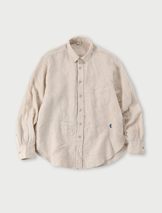 Linen Chambray 908 Petit Collar Ocean Shirt