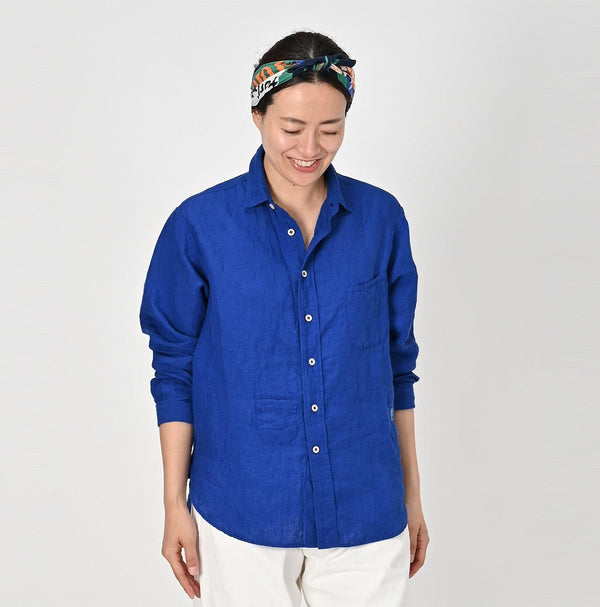 Linen Chambray 908 Petit Collar Ocean Shirt - 45R by 45rpm studio