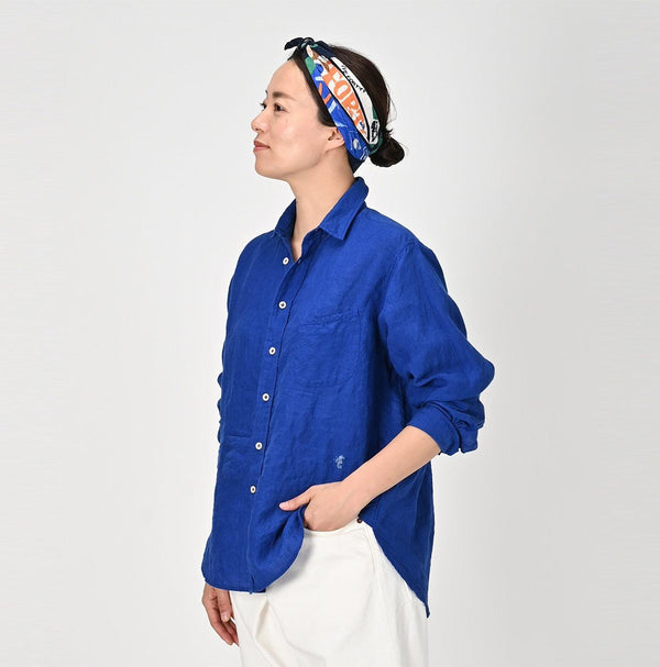 Linen Chambray 908 Petit Collar Ocean Shirt - 45R by 45rpm studio