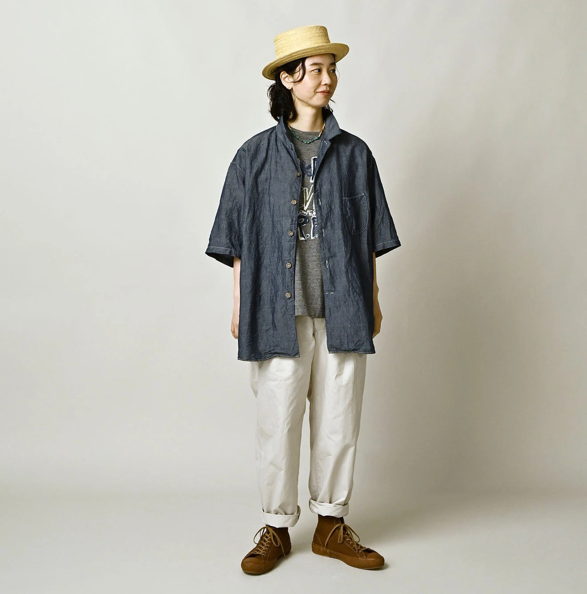 45R Cotton Linen Dungaree Lei Lei Shirt Nou Men