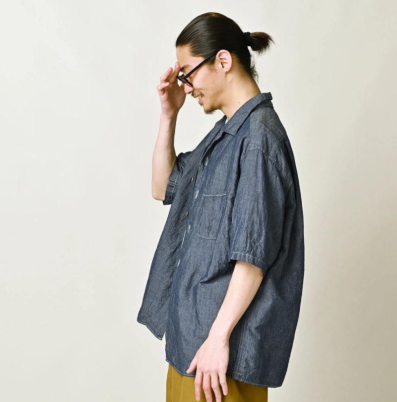 45R Cotton Linen Dungaree Lei Lei Shirt Nou Men - Image 5