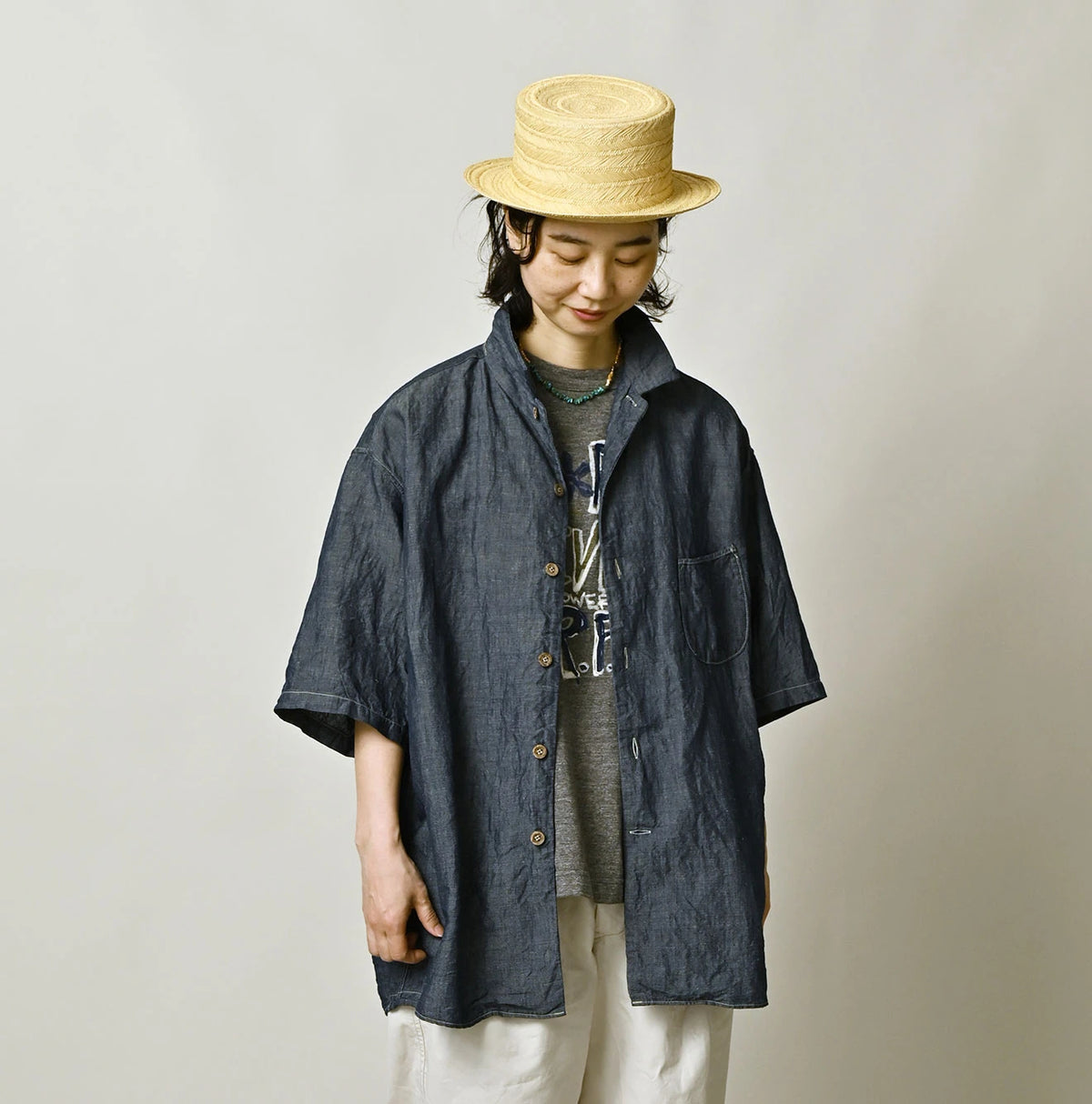 45R Cotton Linen Dungaree Lei Lei Shirt Nou Men