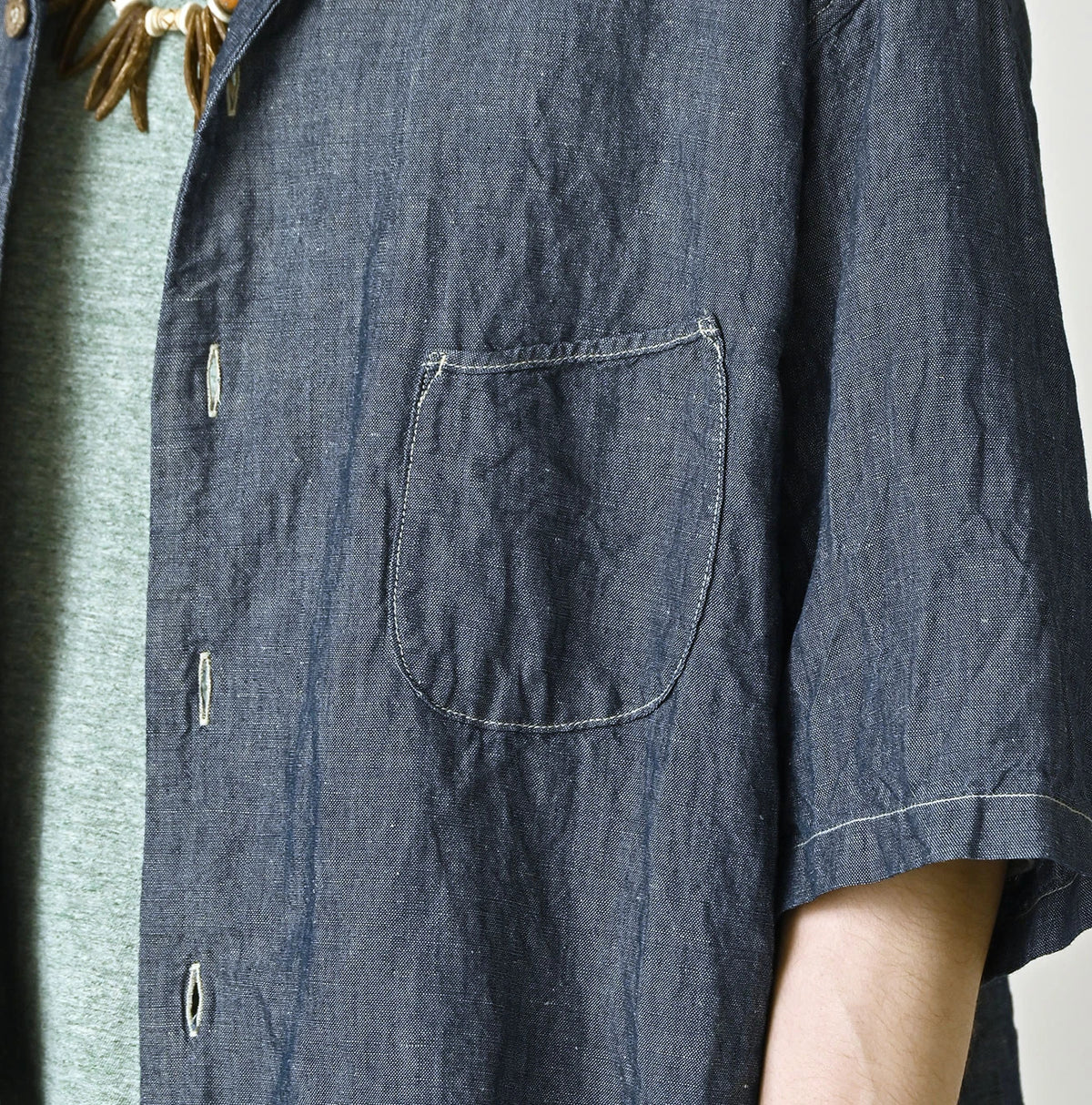 45R Cotton Linen Dungaree Lei Lei Shirt Nou Men
