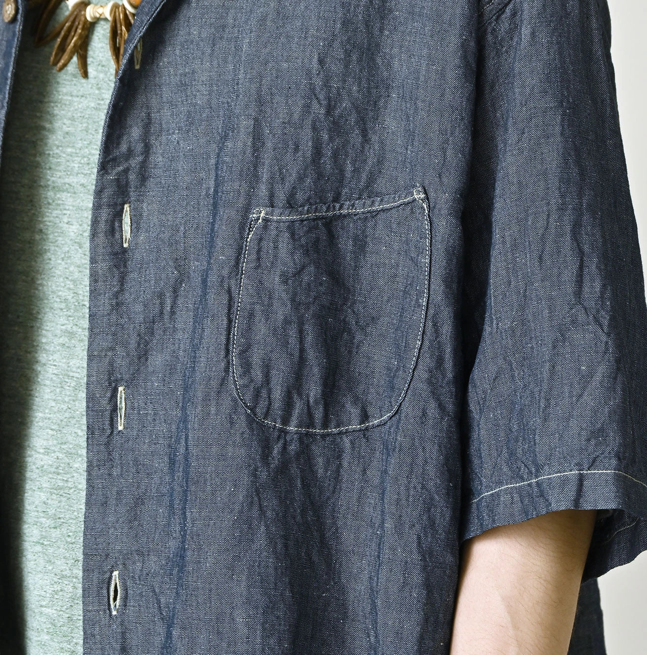 45R Cotton Linen Dungaree Lei Lei Shirt Nou Men - Image 11