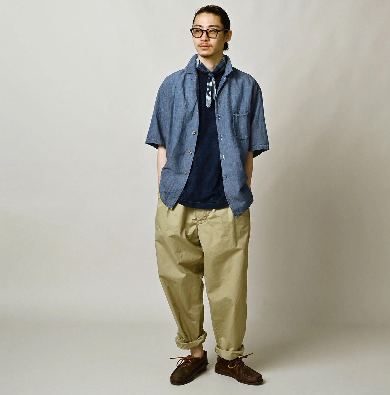 45R Cotton Linen Dungaree Lei Lei Shirt Distressed Men - Image 3
