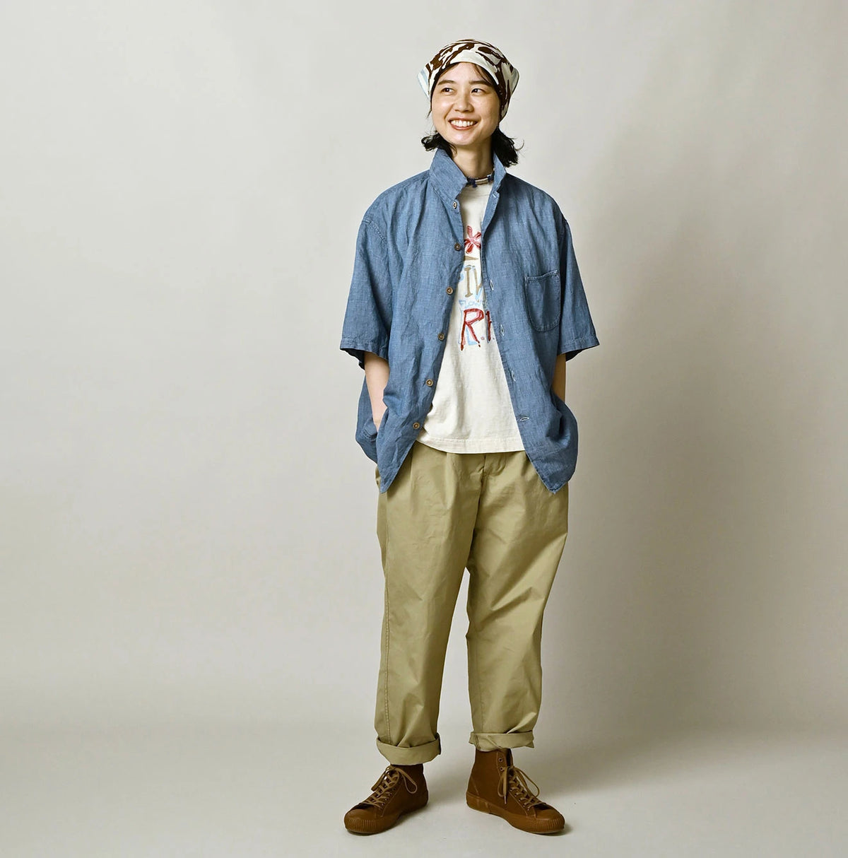45R Cotton Linen Dungaree Lei Lei Shirt Distressed Men