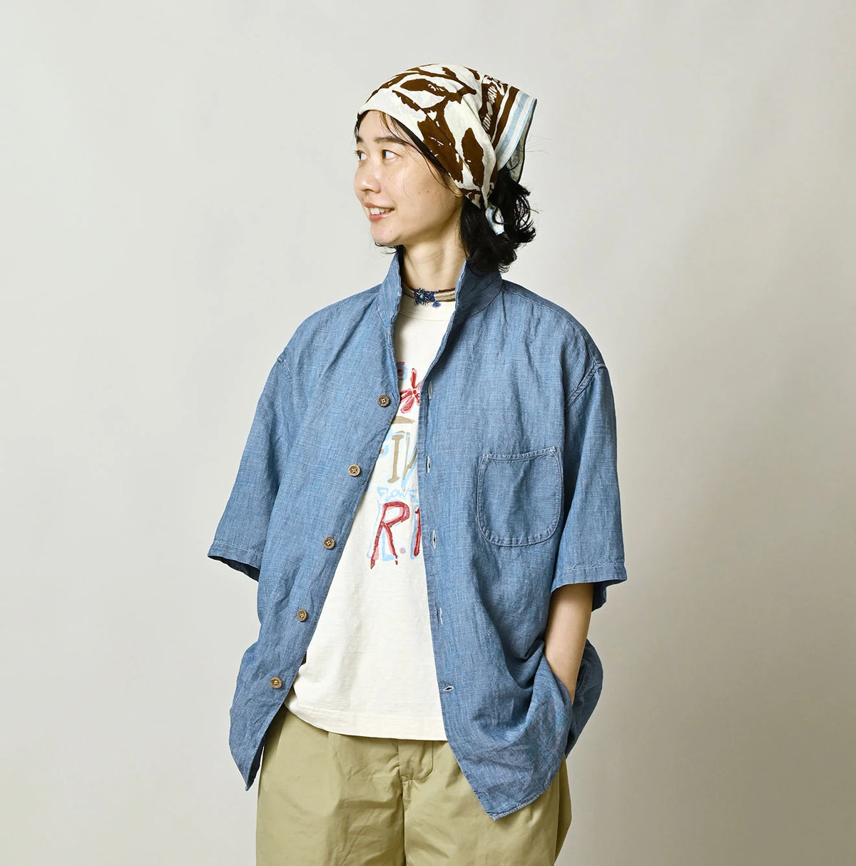 45R Cotton Linen Dungaree Lei Lei Shirt Distressed Men