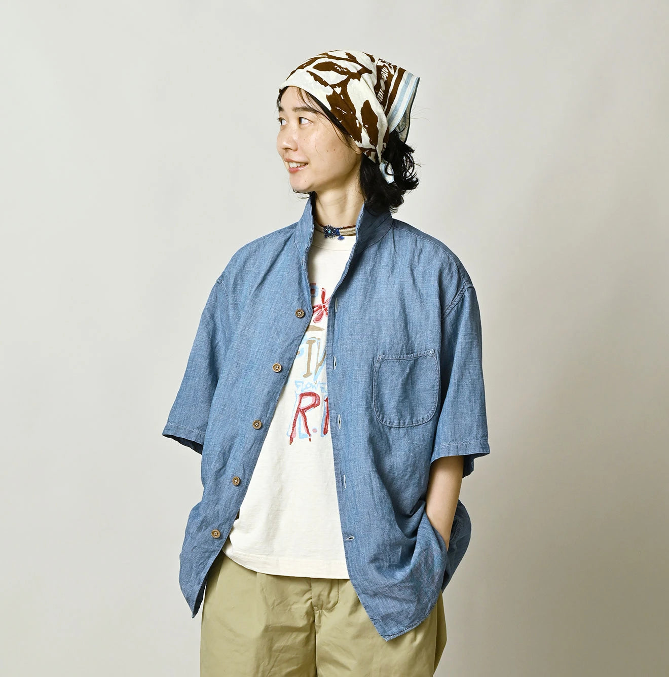 45R Cotton Linen Dungaree Lei Lei Shirt Distressed Men - Image 9