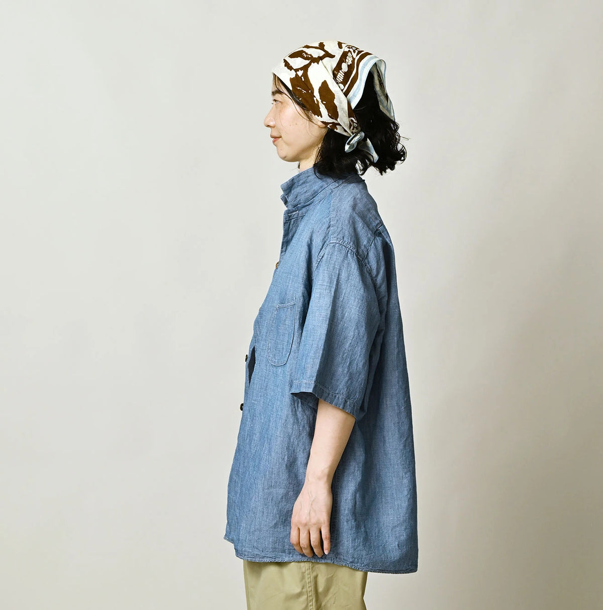 45R Cotton Linen Dungaree Lei Lei Shirt Distressed Men