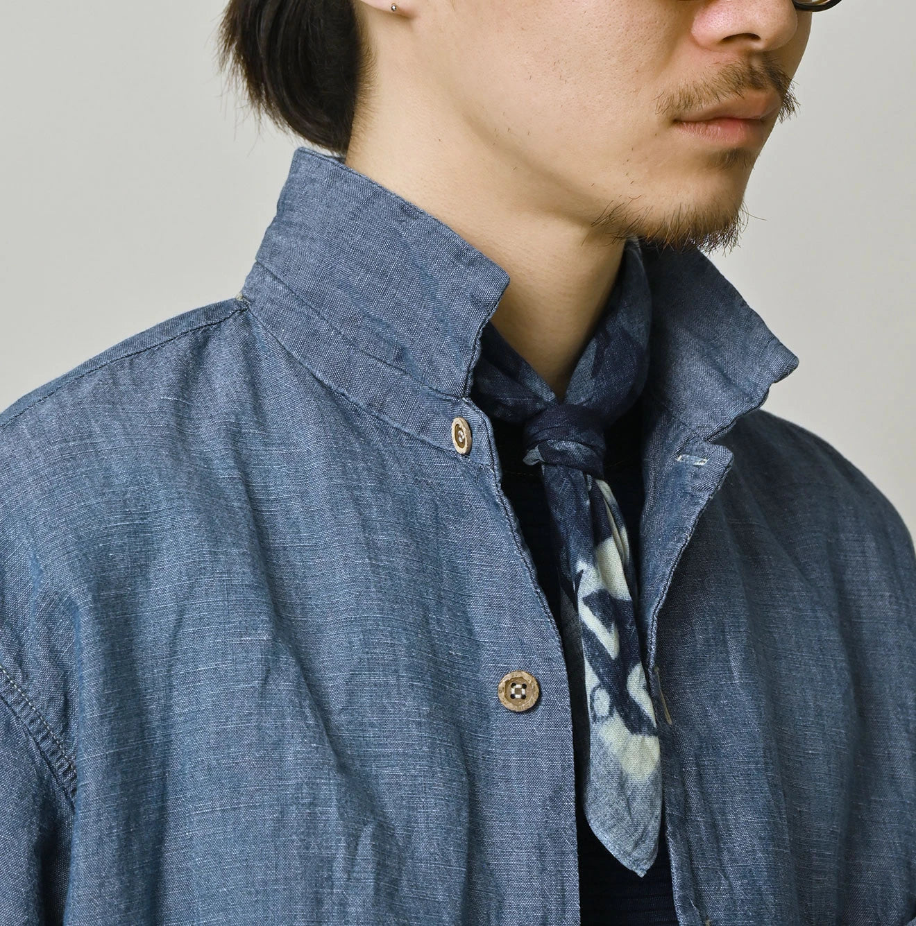 45R Cotton Linen Dungaree Lei Lei Shirt Distressed Men - Image 12