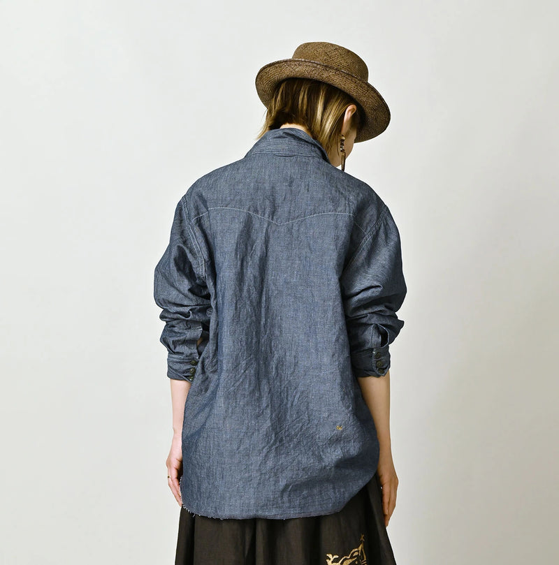 45R Cotton Linen Dungaree 908 Ocean Eastern Shirt Nou - Image 6