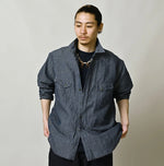 45R Cotton Linen Dungaree 908 Ocean Eastern Shirt Nou
