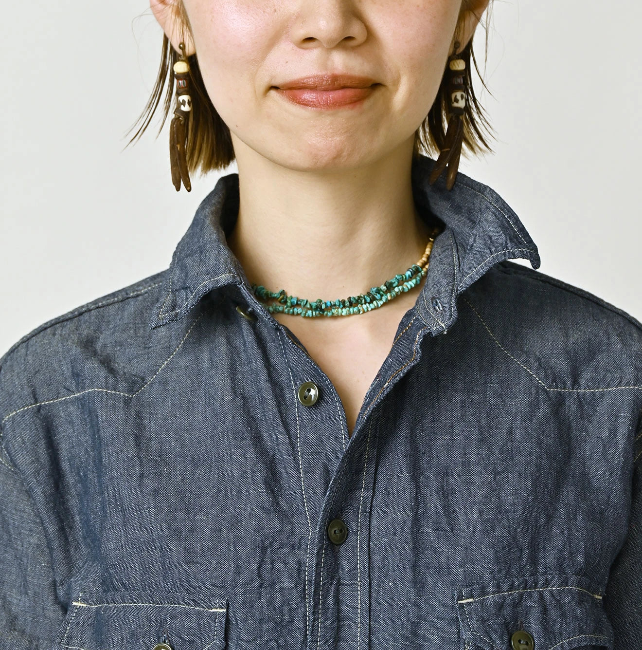 45R Cotton Linen Dungaree 908 Ocean Eastern Shirt Nou - Image 11