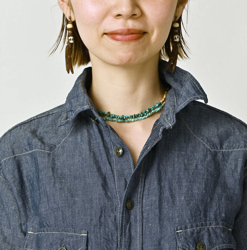 45R Cotton Linen Dungaree 908 Ocean Eastern Shirt Nou - Image 11