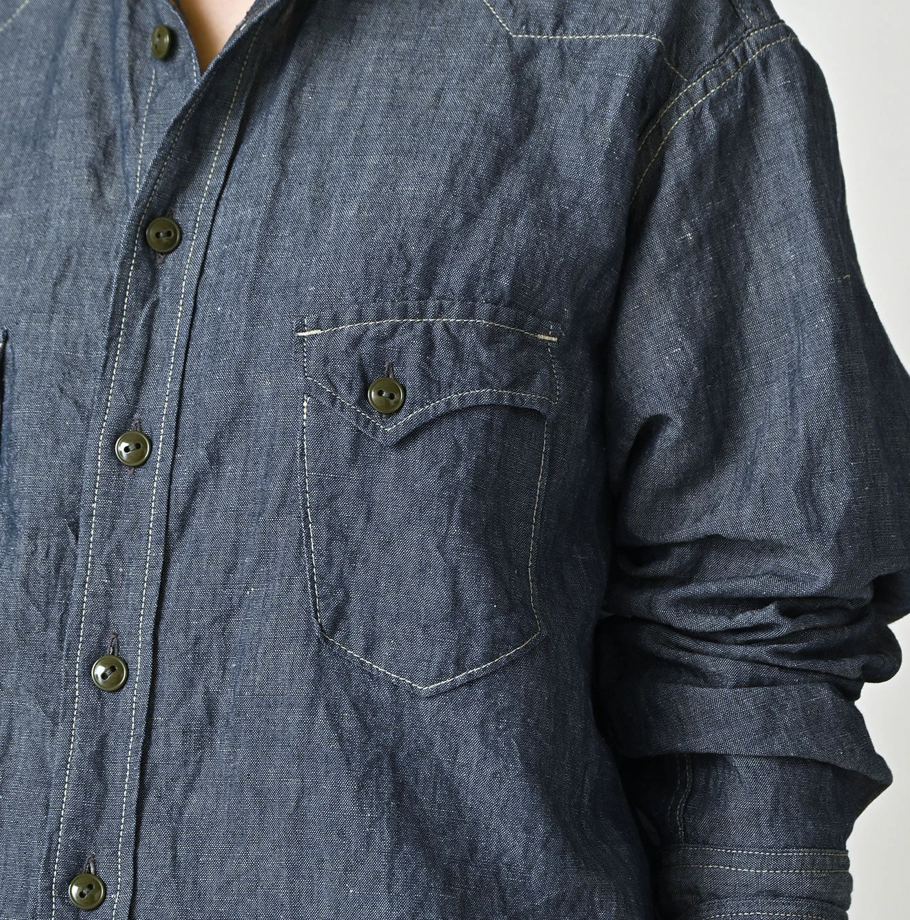 45R Cotton Linen Dungaree 908 Ocean Eastern Shirt Nou - Image 12