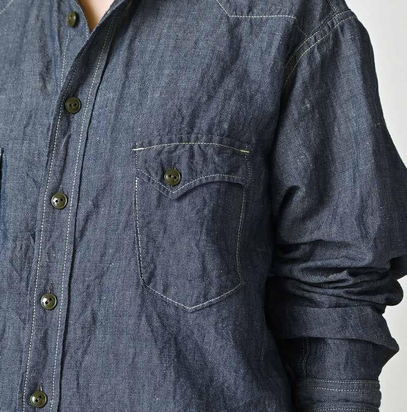 45R Cotton Linen Dungaree 908 Ocean Eastern Shirt Nou - Image 12