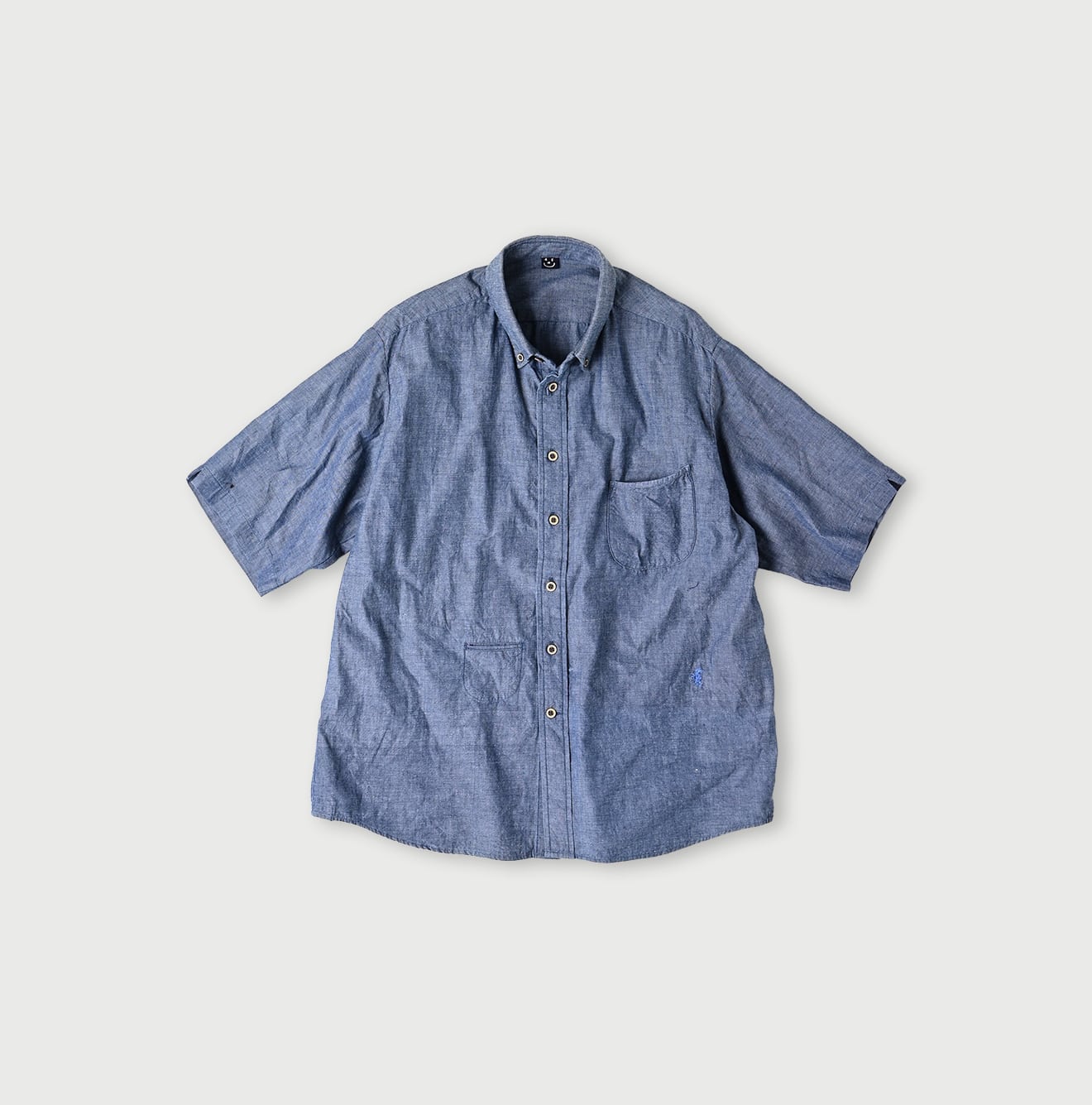 45R Ai Indigo Khadi Ox Ocean Short Sleeve Shirt - Image 1