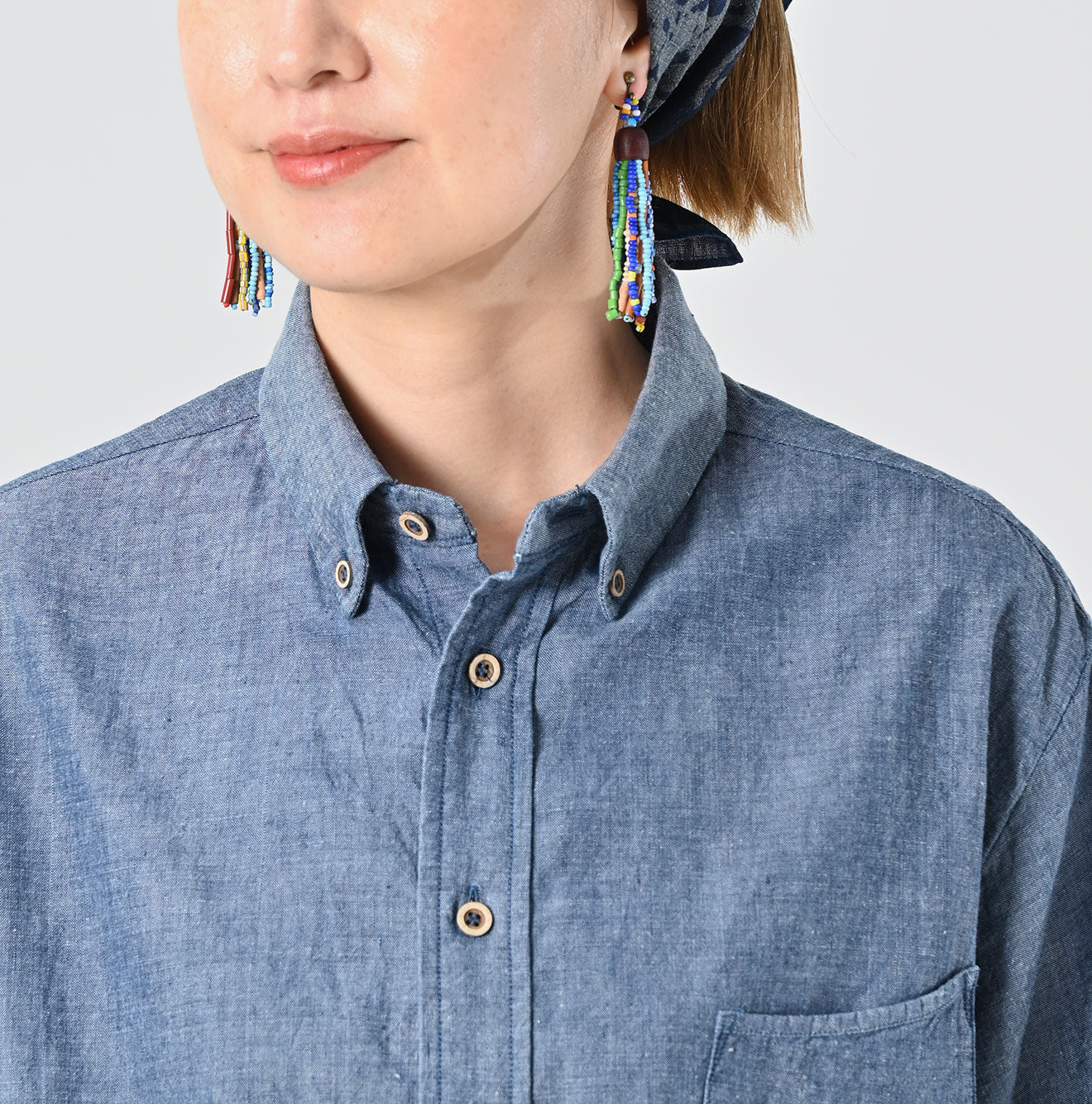 45R Ai Indigo Khadi Ox Ocean Short Sleeve Shirt - Image 10