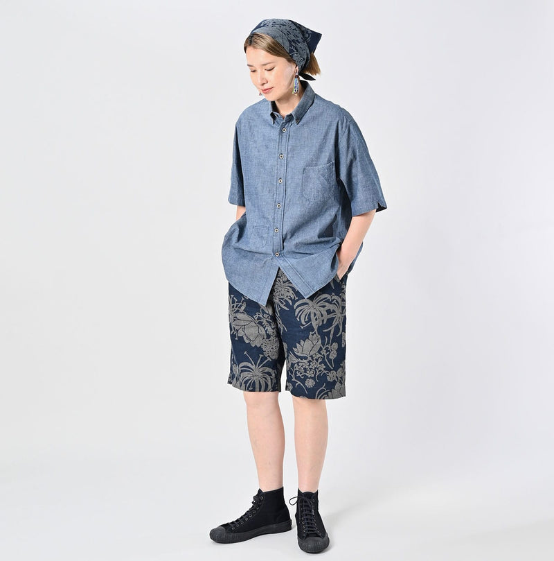 45R Ai Indigo Khadi Ox Ocean Short Sleeve Shirt - Image 3