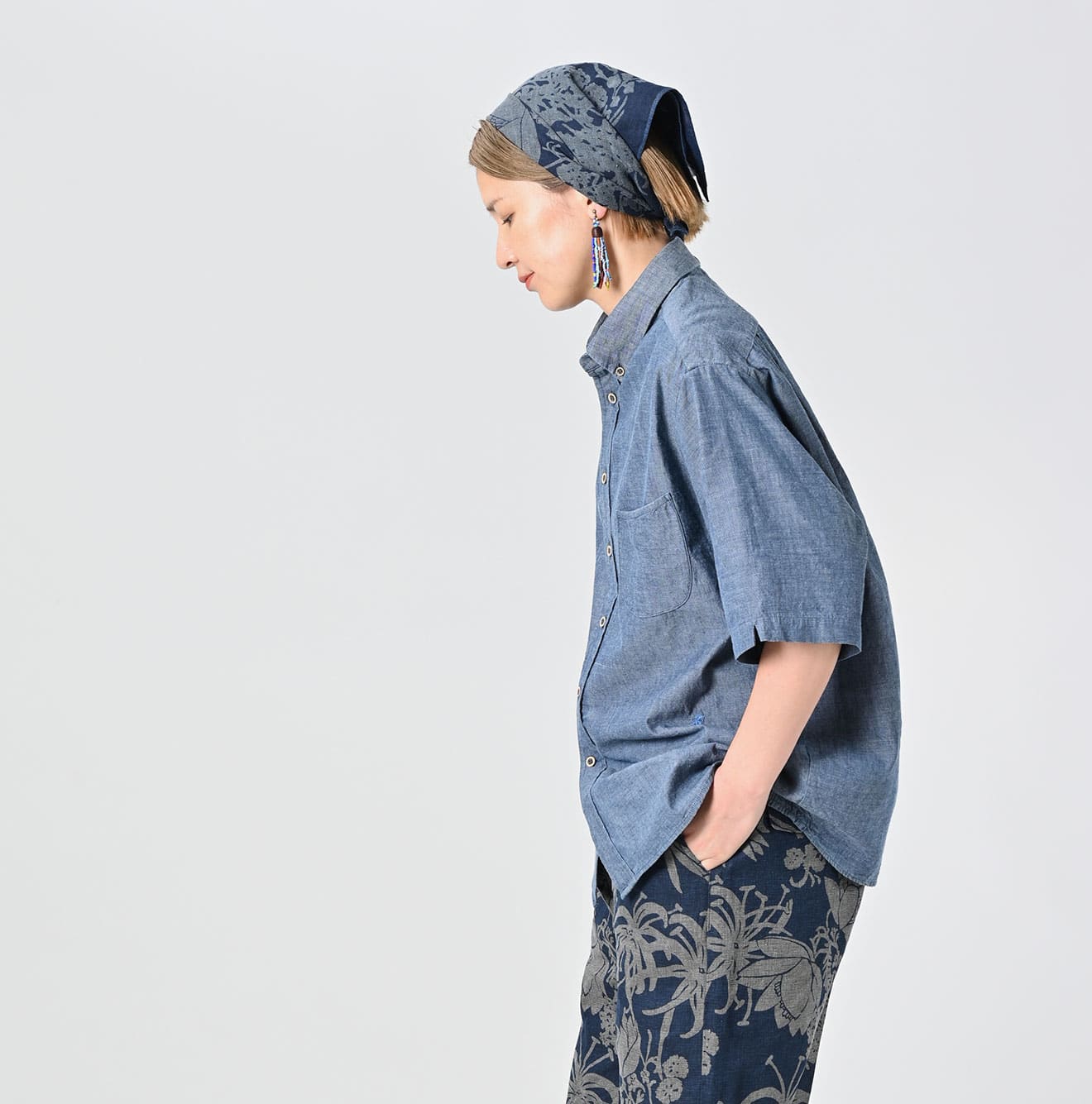 45R Ai Indigo Khadi Ox Ocean Short Sleeve Shirt - Image 8