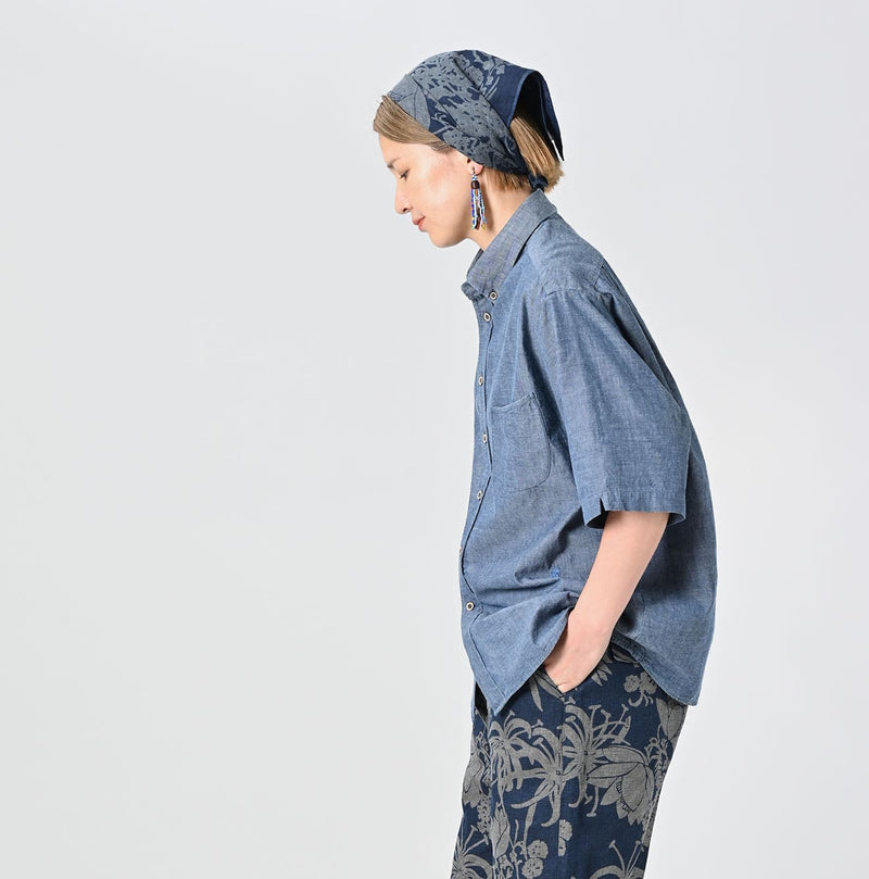 45R Ai Indigo Khadi Ox Ocean Short Sleeve Shirt - Image 8