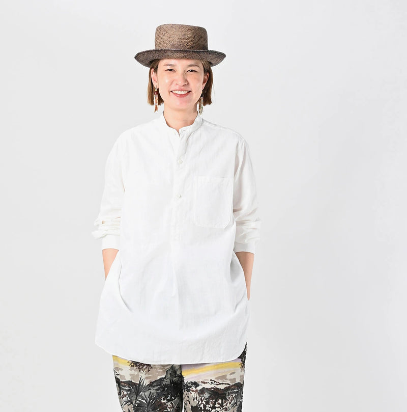 45R Khadi Oxford 908 Stand Collar Grandpa Pullover Shirt - Image 4