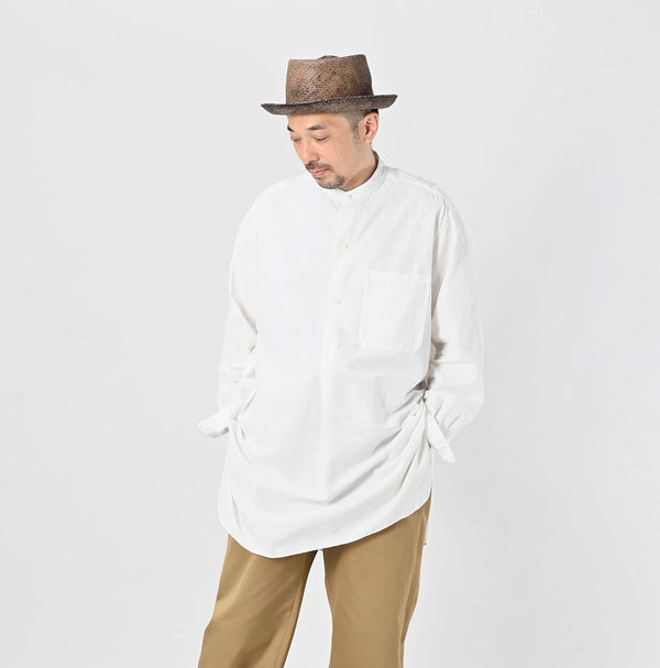45R Khadi Oxford 908 Stand Collar Grandpa Pullover Shirt