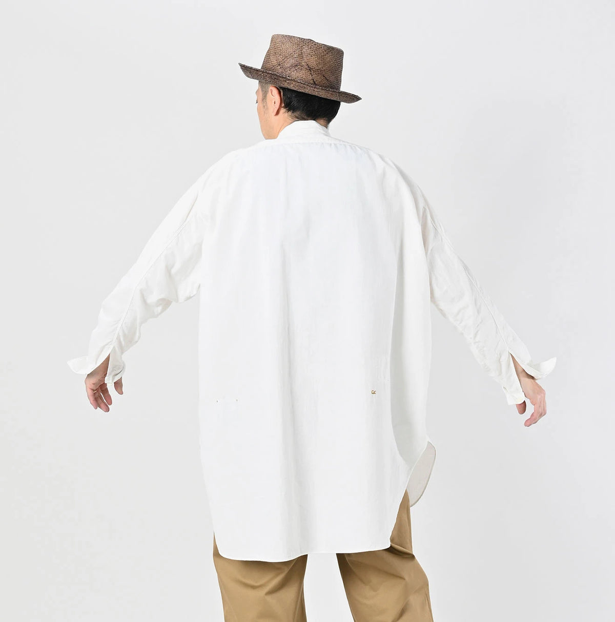 45R Khadi Oxford 908 Stand Collar Grandpa Pullover Shirt