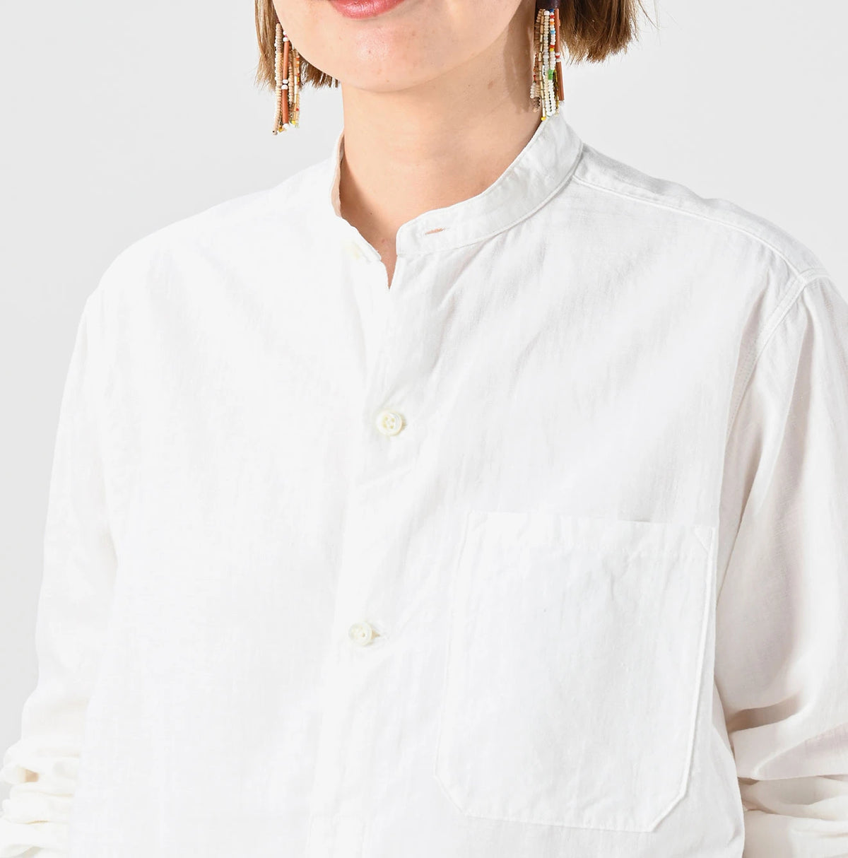 45R Khadi Oxford 908 Stand Collar Grandpa Pullover Shirt - Image 10