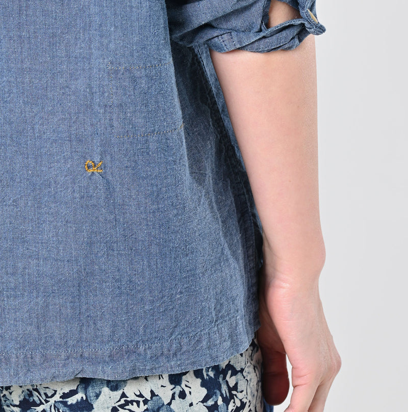 45R Ai Indigo Khadi Ox Clover Knot Shirt