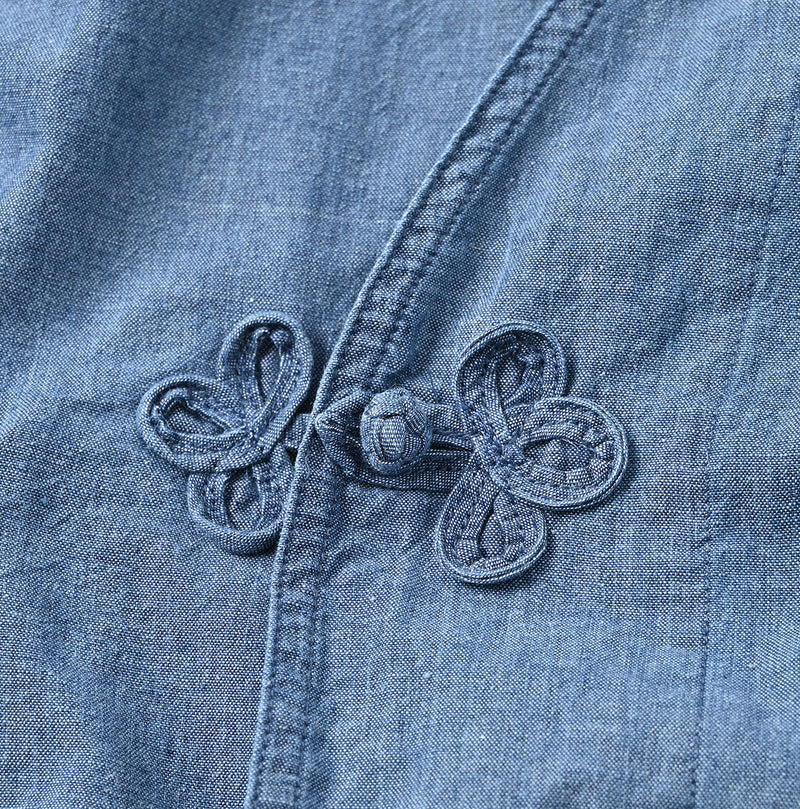 45R Ai Indigo Khadi Ox Clover Knot Shirt