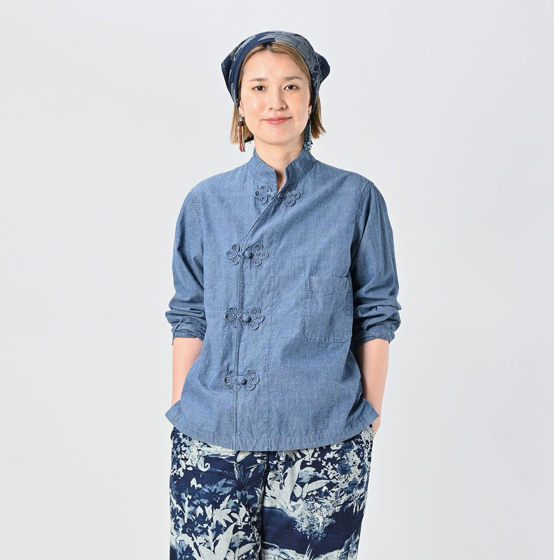 45R Ai Indigo Khadi Ox Clover Knot Shirt