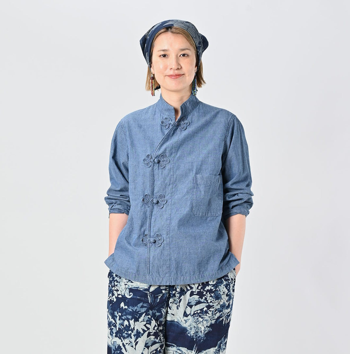 45R Ai Indigo Khadi Ox Clover Knot Shirt