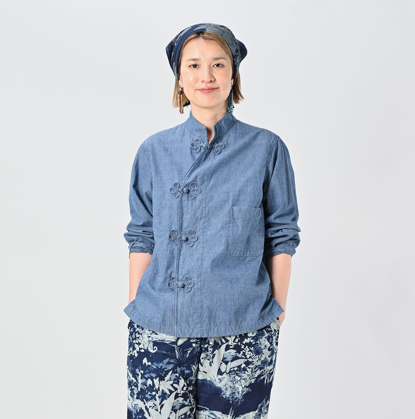45R Ai Indigo Khadi Ox Clover Knot Shirt