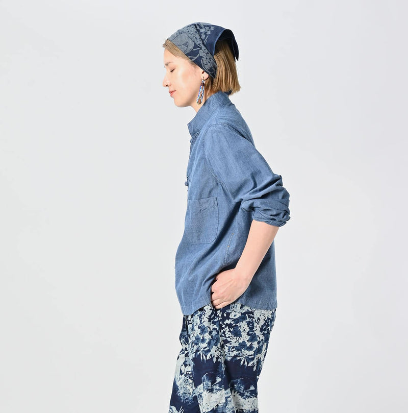 45R Ai Indigo Khadi Ox Clover Knot Shirt