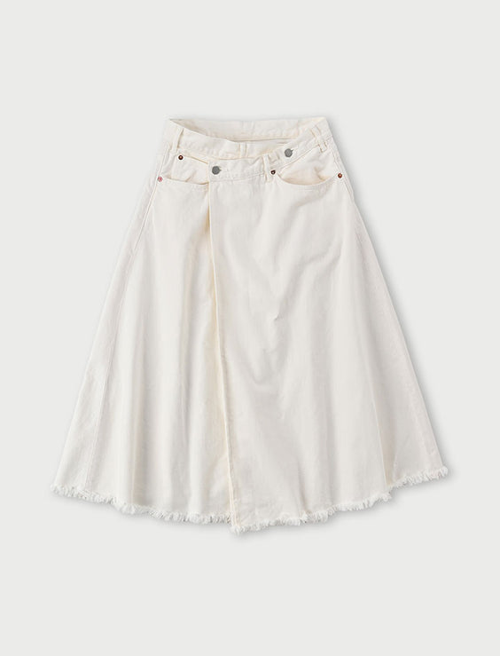 Rye Mugi Denim Crossover Skirt White