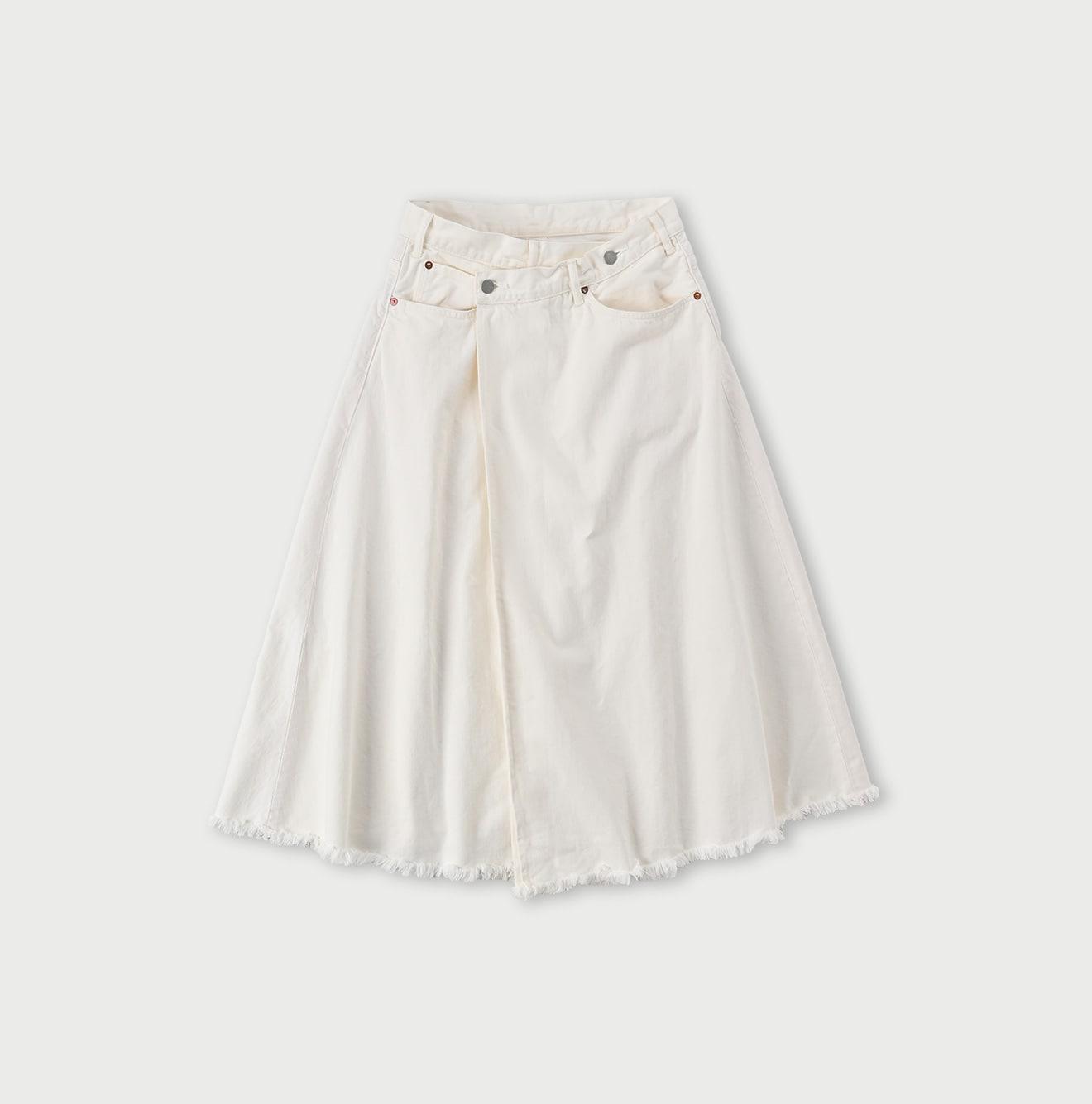 Rye Mugi Denim Crossover Skirt White - 45R by 45rpm studio - Image 1