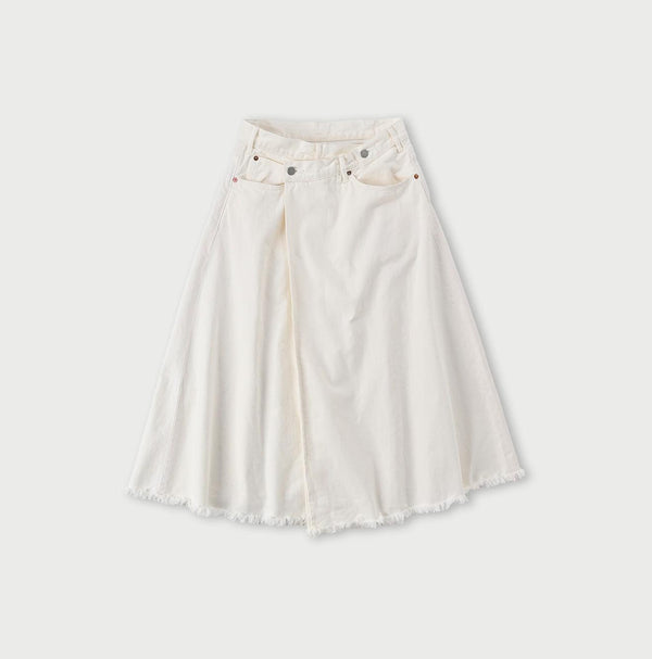 Rye Mugi Denim Crossover Skirt White - 45R by 45rpm studio